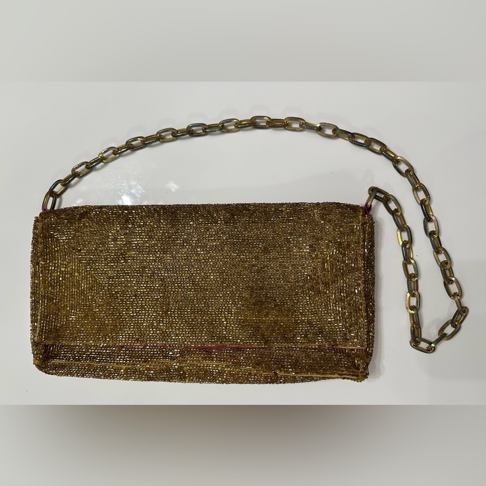 Vintage Christiana gold beaded evening bag